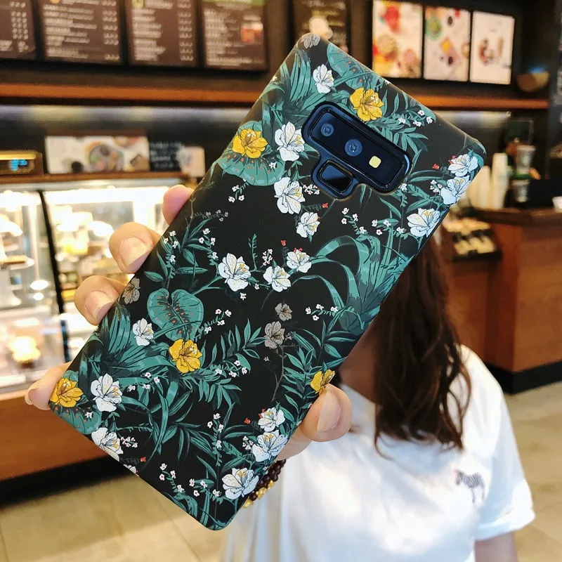 Note9 Luminous Flower Leaves Case for Samsung Galaxy Note 9 8 Hard Thin Cover Coque S8 S9 Plus s8plus Cases |