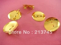 free shipping nice 200pcslot gold plated cameo brooch blank fit 23mm cabochon cameo brooch basesafety brooches tray