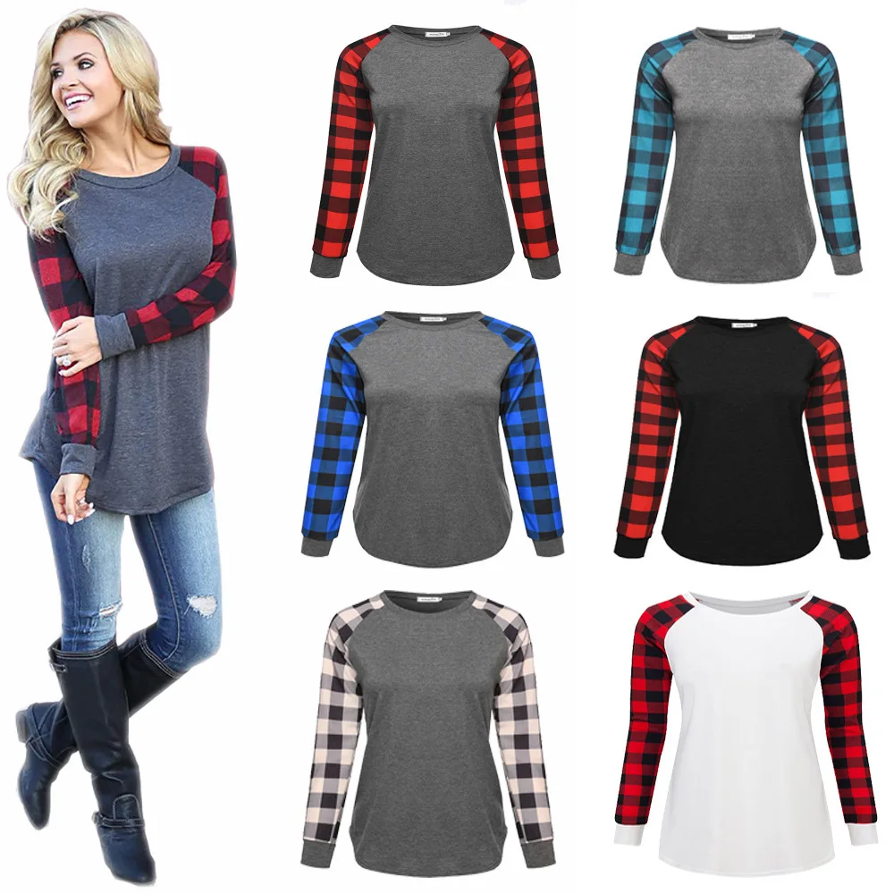 Blusas Femininas 2019 модная женская блузка в клетку с длинным рукавом Повседневная