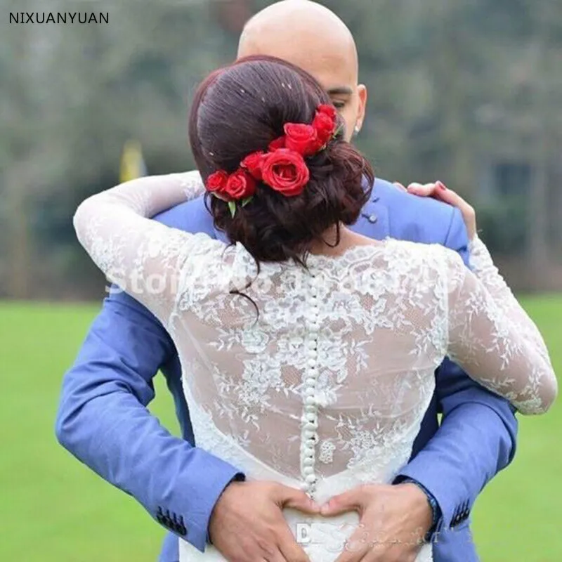 С длинным рукавом свадебное платье круглый вырез 2021 простой дизайн Vestidos De Noiva