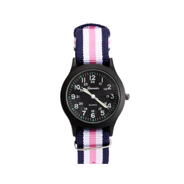 pink white blue Популярные модные детские часы для студентов, для мальчиков и девочек, аналоговые кварцевые часы для мужчин, повседневные женские наручные часы, Холщовый ремешок, Relojes, подарки - Цвет: pink white blue