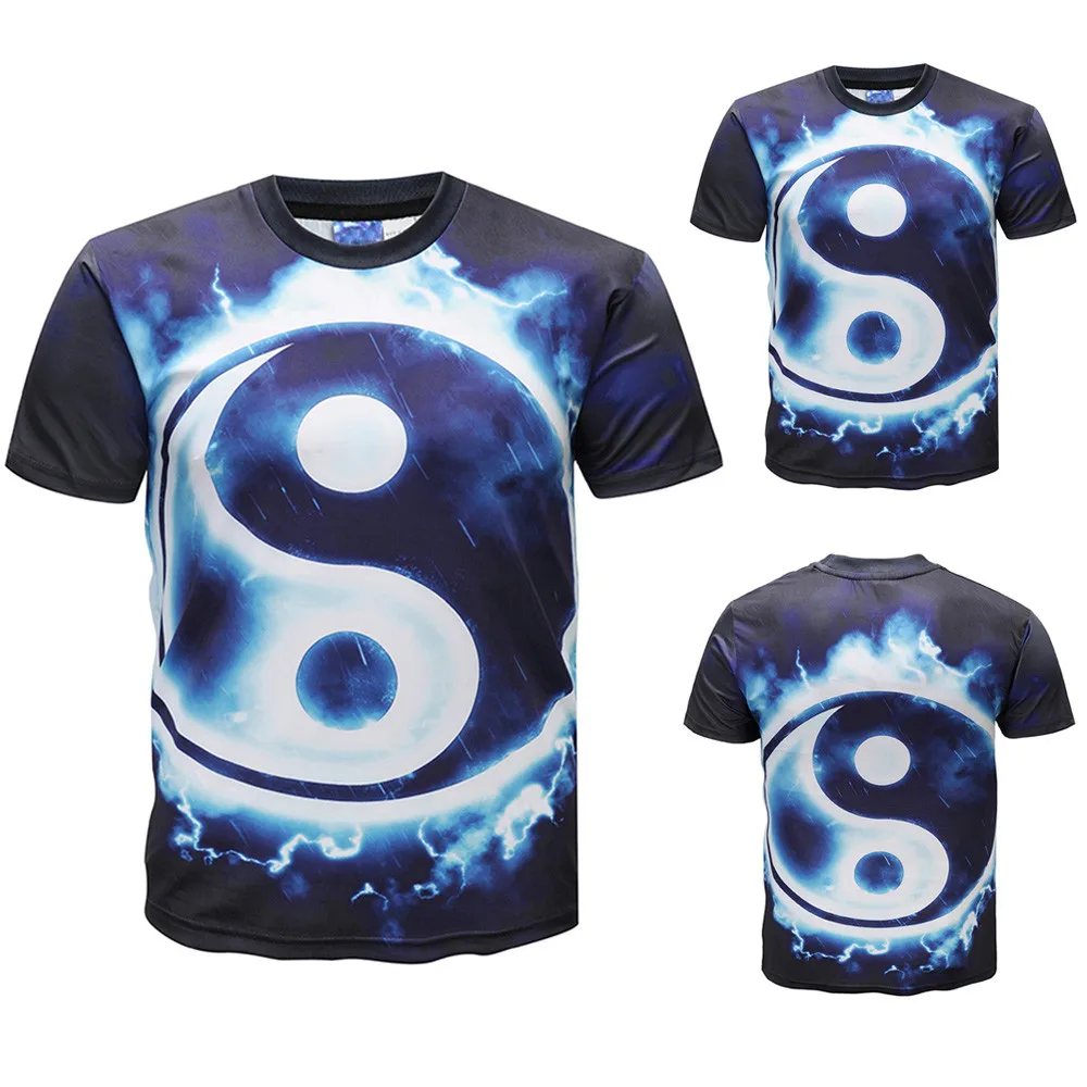 Мужская Повседневная блуза Taiji Ying Yang с 3D принтом футболка коротким рукавом и