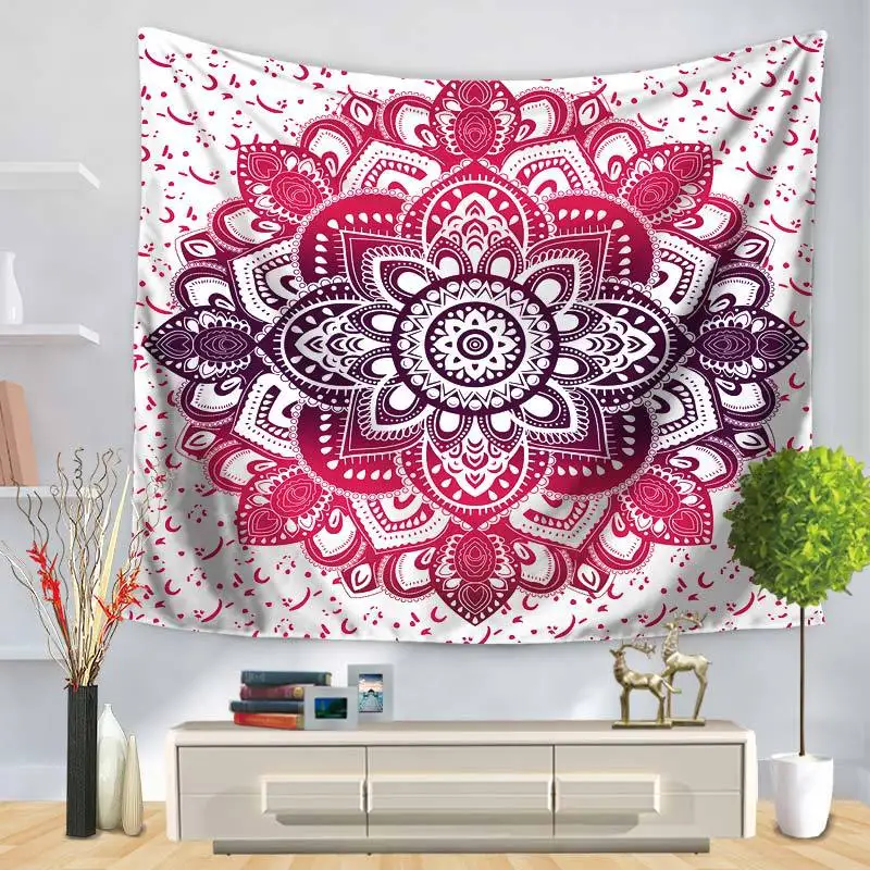 Индийский Гобелен Мандала хиппи богемный Настенный Цветок психоделический