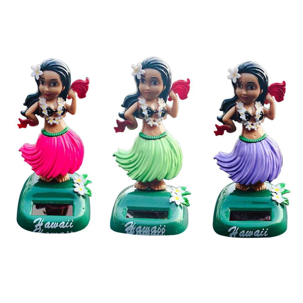 Set A 3Pcs 3 шт. или 6 шт. Солнечная Автомобильная интерьерная игрушка девушка-танцовщица Гавайи для Гавайской вечеринки Приборная панель автомобиля bobblehead неваляшки украшение A или B - Название цвета: Set A 3Pcs