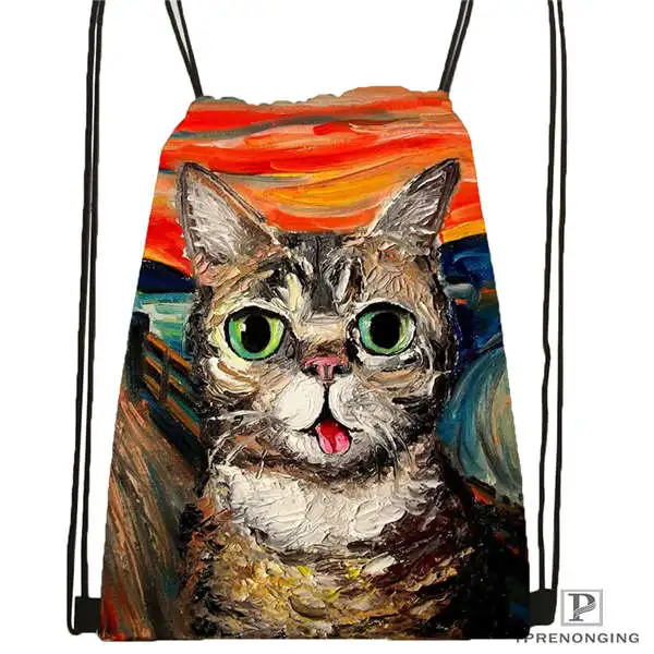 Drawstring Backpack На заказ Винсента Ван Гога Звездная ночь шнурок рюкзак сумка милый рюкзак дети ранец(черная спина) 31x40 см#180531-03-52 - Цвет: Drawstring Backpack