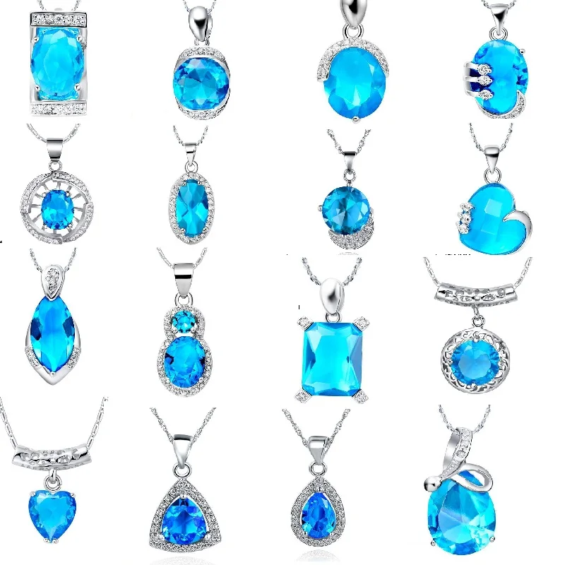 Модные ожерелья для мужчин 2016 синие круглые с кристаллами в форме сердца AAA CZ