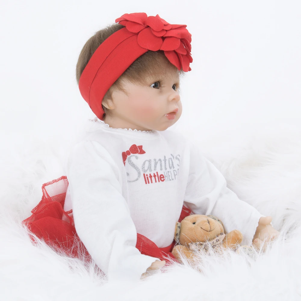 55 см изогнутые волосы мягкая ткань тела Reborn Baby куклы ручной работы кукла для