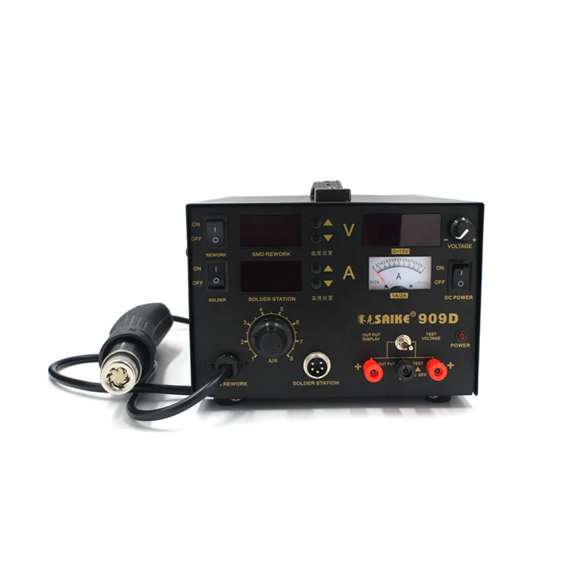 Паяльная станция Saike 909D фена паяльник 220 В/110 В 3 в 1 обновленная паяльная станция DC источник питания с подарком E