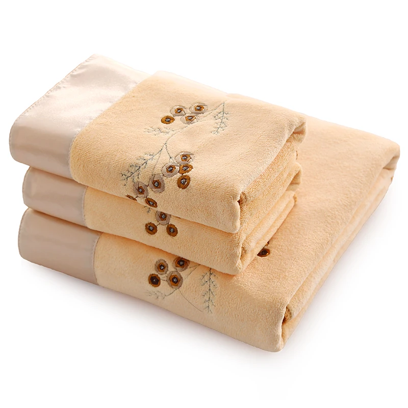 Полотенце из микрофибры с вышивкой 3 шт. набор полотенец для взрослых дома 1 * 70*140