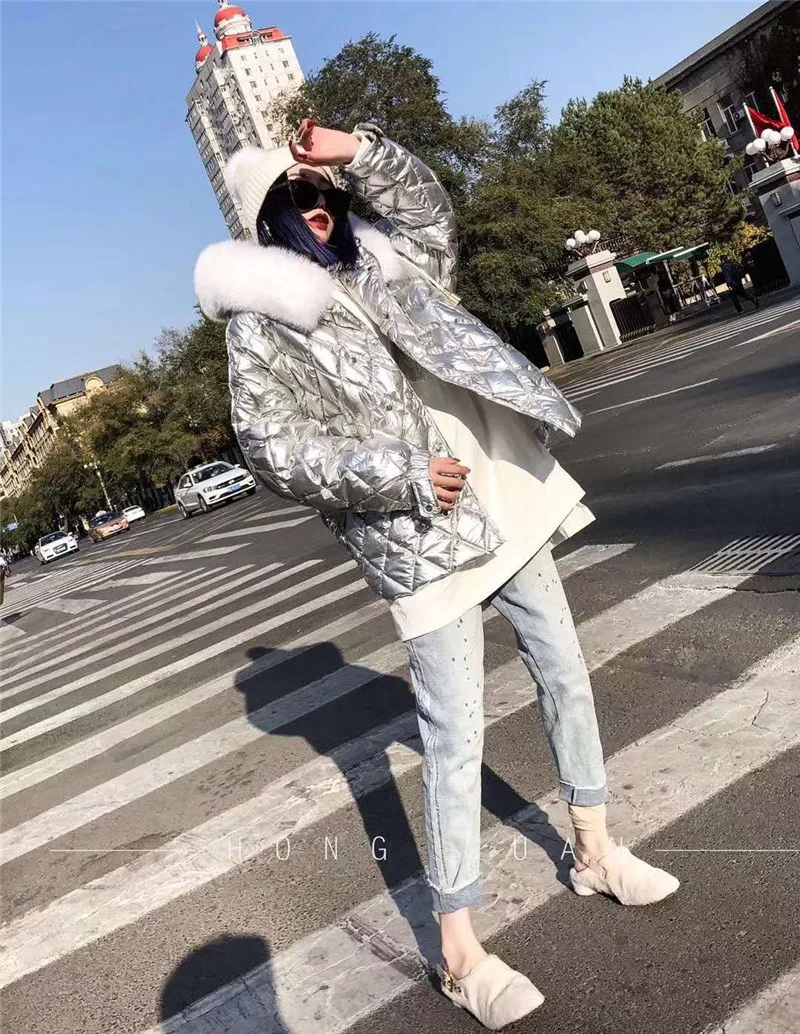 Chaqueta mujer, 90% белый утиный пух, пальто, зимняя женская одежда, шапка, куртка корейского размера плюс, с капюшоном, с натуральным лисьим мехом, парка