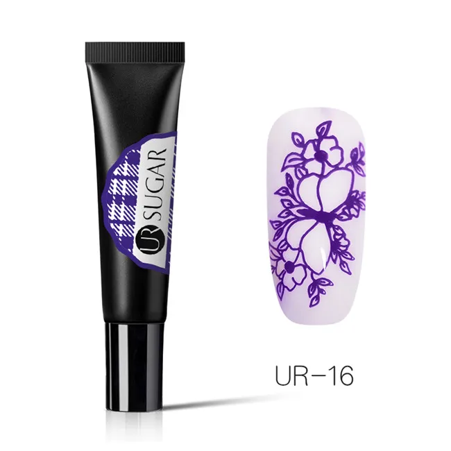 UR-16 Ur Sugar, 8 мл, Цветной Гель-лак для ногтей, тиснение, летняя печать с блеском, гель для рисования, впитывается, УФ Гель-лак для дизайна ногтей, шаблон - Цвет: UR-16