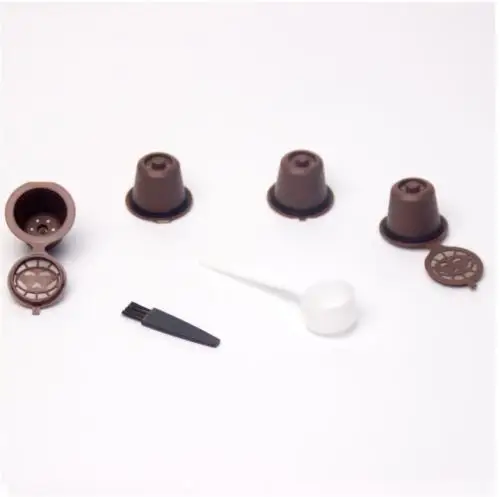 4x многоразовые Многоразовые капсулы с кофе для кофемашин Nespresso 3 цвета - Цвет: Коричневый