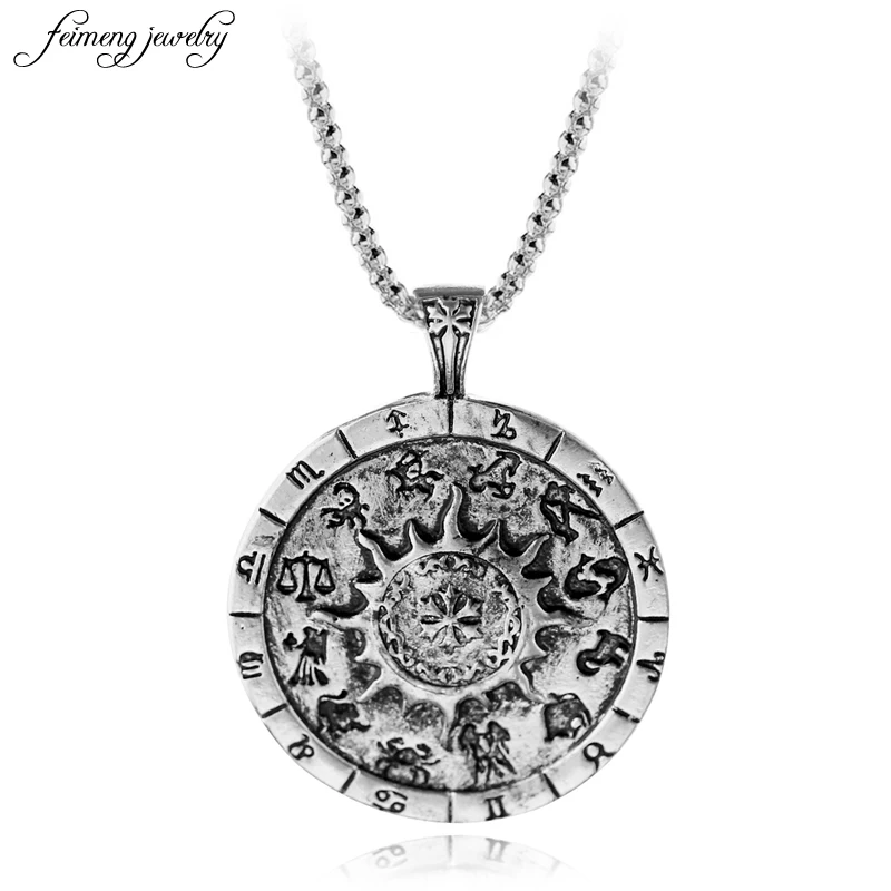 В стиле хип хоп двенадцать созвездий кулон ожерелье высокого качества античный