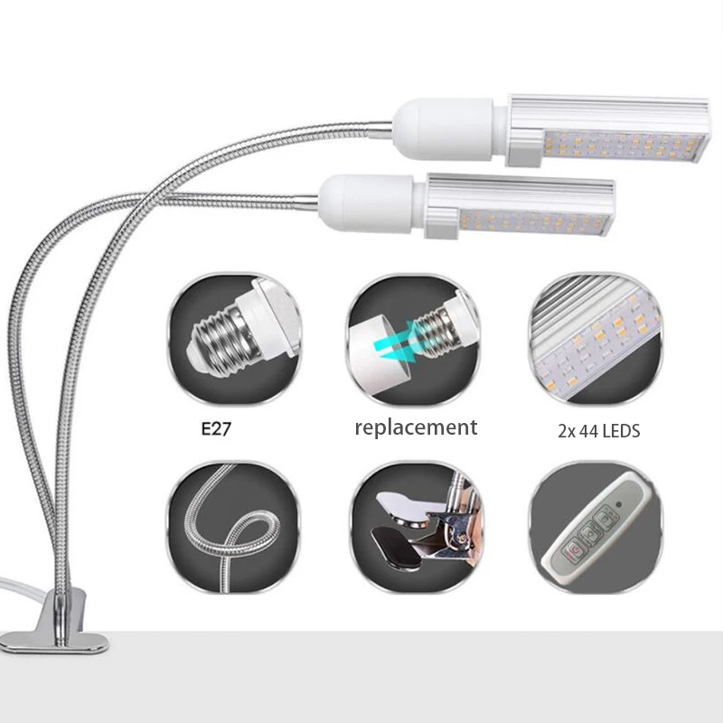 2x44 LED Grow Light indoor plants 5V USB таймер фитолампа лампы полный спектр Красный Синий