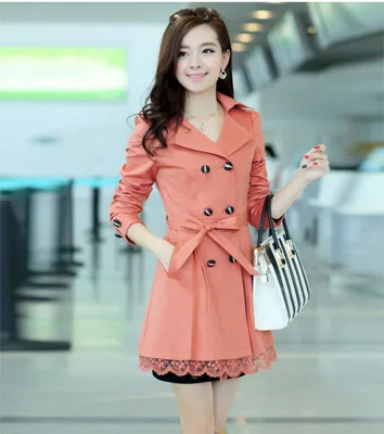 Trench female 2015 spring women's trench plus size clothing and autumn medium-long outerwear | Женская одежда