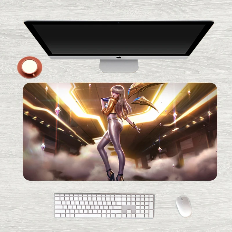 Большой игровой коврик для мыши KDA 80x40 см прочный резиновый League of Legends Настольный