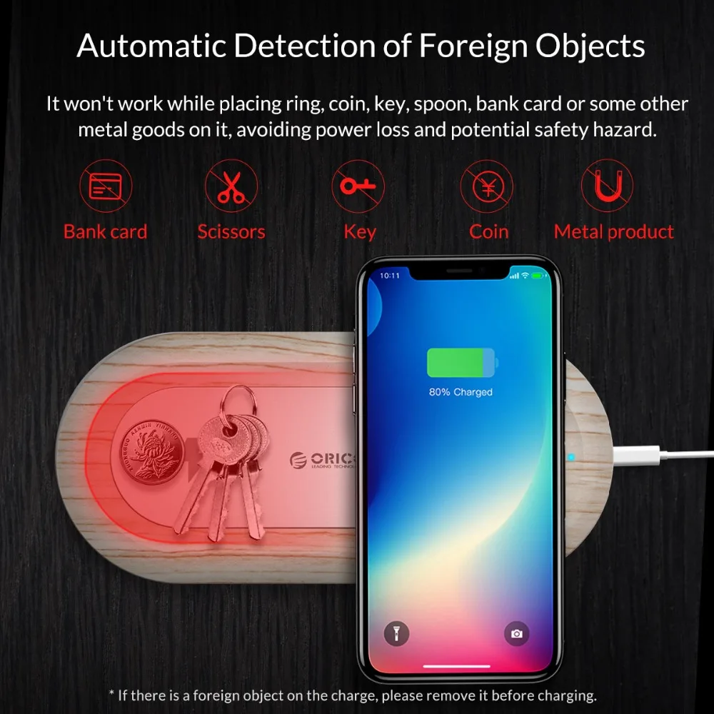 ORICO Беспроводное зарядное устройство для iPhone X 8 XS 10 Вт USB Беспроводная зарядка для samsung Galaxy S8 S9 S7 Edge USB Беспроводное зарядное устройство