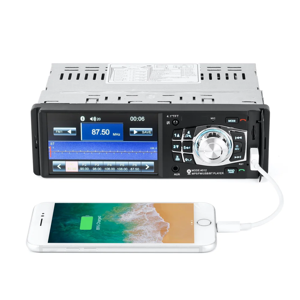 Podofo 4012B 1 Din автомагнитола Авто Bluetooth аудио стерео FM Поддержка камеры заднего вида USB рулевое колесо дистанционное управление