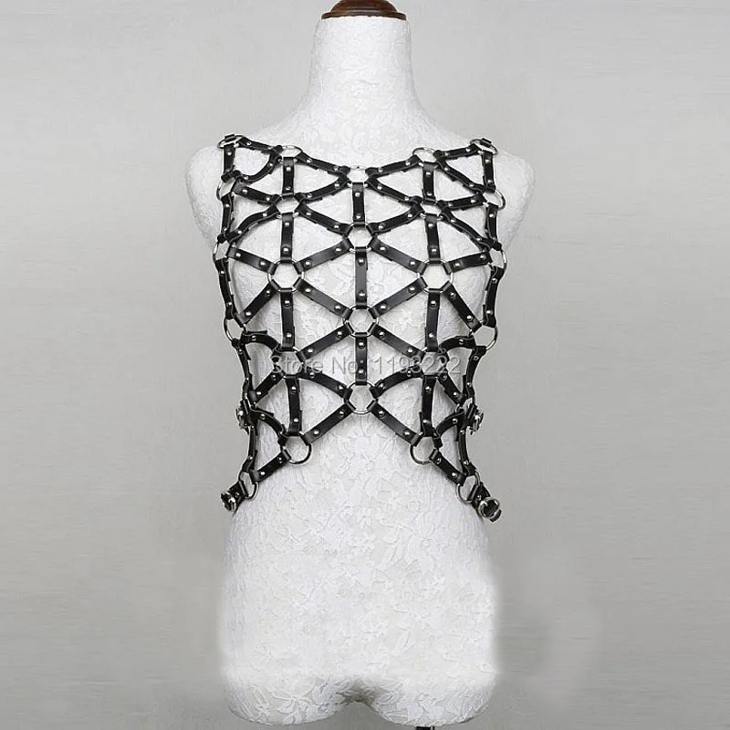 Кожаный ремень ручной работы в стиле панк рок готика|leather harness body bondage|corset