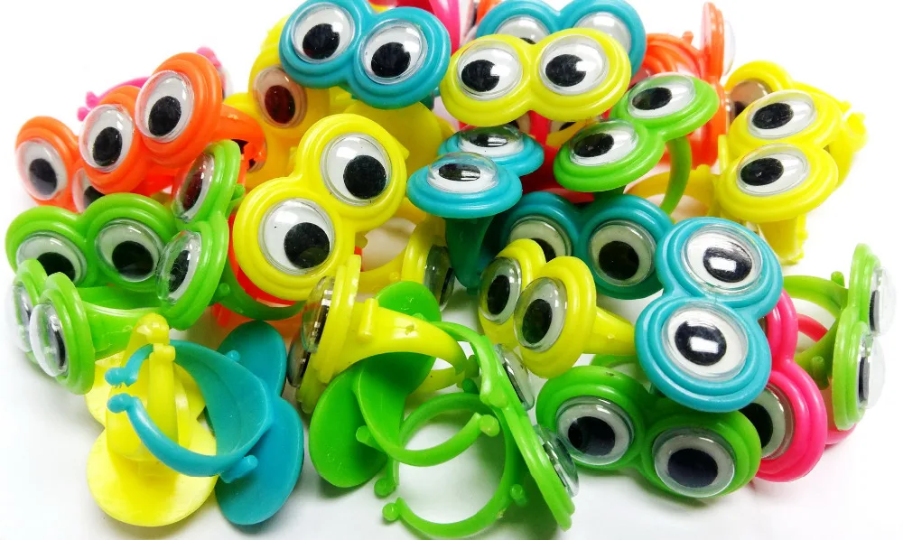 48 шт. кольца с подвижными глазами для девочек розыгрыш на день рождения в подарок