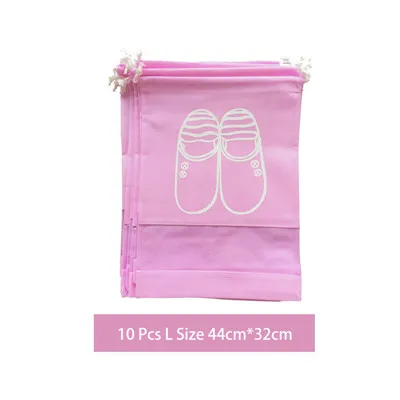 10 Pcs L Pink 10 шт./партия, водонепроницаемые дорожные сумки для обуви, унисекс, переносная, Нетканая, Пылезащитная, на шнурке, сумка-Органайзер, чехол для обуви, сумка-тоут, чехол - Цвет: 10 Pcs L Pink
