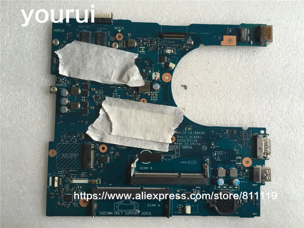 Yourui для материнская плата Inspiron 17 5558 5758 ноутбук V2X3C AAL10 LA B843P SR23W i7 5500U gt920|vga vga|laptop