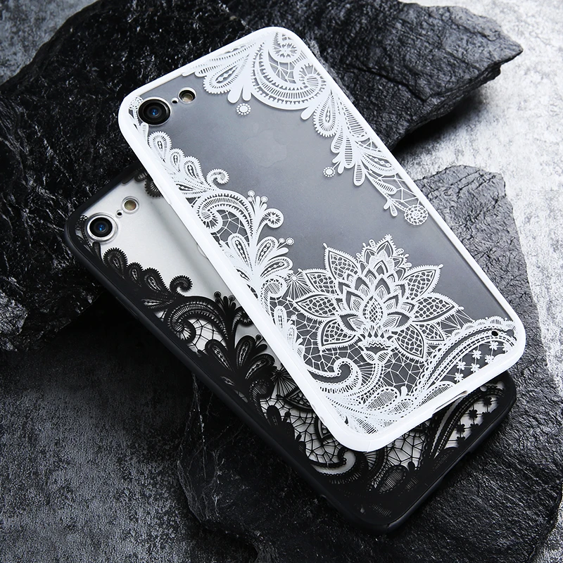 KISSCASE чехлы для iPhone XS Max 5S 5 SE чехол 3D прозрачный кружевной Цветочный телефона 6S 6 7 8