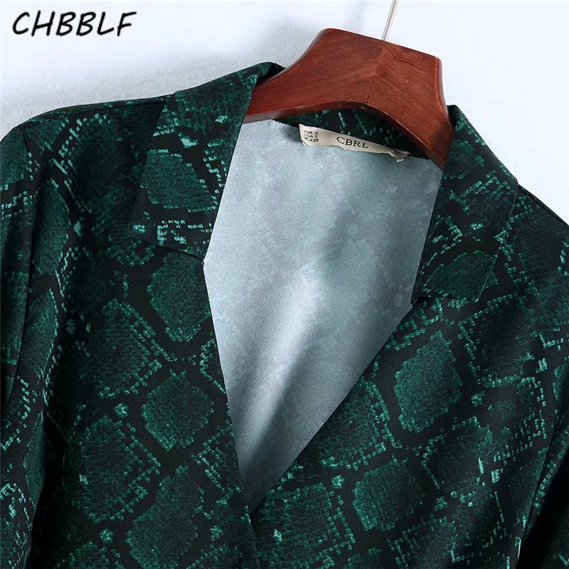 CHBBLF женское мини-платье с животным принтом длинным рукавом V-образным вырезом