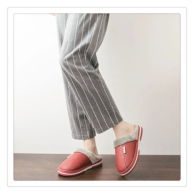 Urbanfind для мужчин; зимние теплые домашние тапочки; большие размеры 45, однотонные ботинки из полиуретановой искусственной кожи, водонепроницаемые часы, мужские тапочки для взрослых