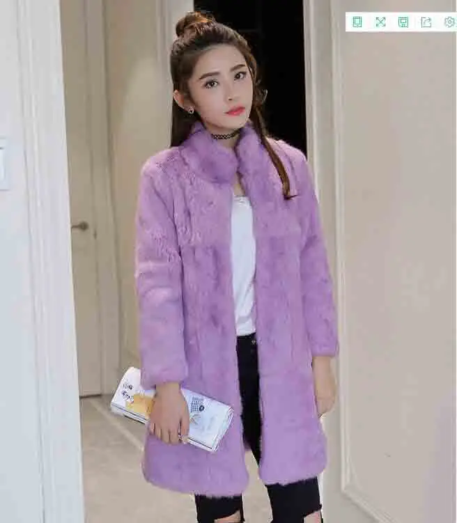 Purple Новая вещь зимой они должны быть действительно развивающий коврик для ползания пальто из натурального кроличьего меха; пальто с воротником «Мандарин», с натуральным мехом tbsr335 - Цвет: Purple