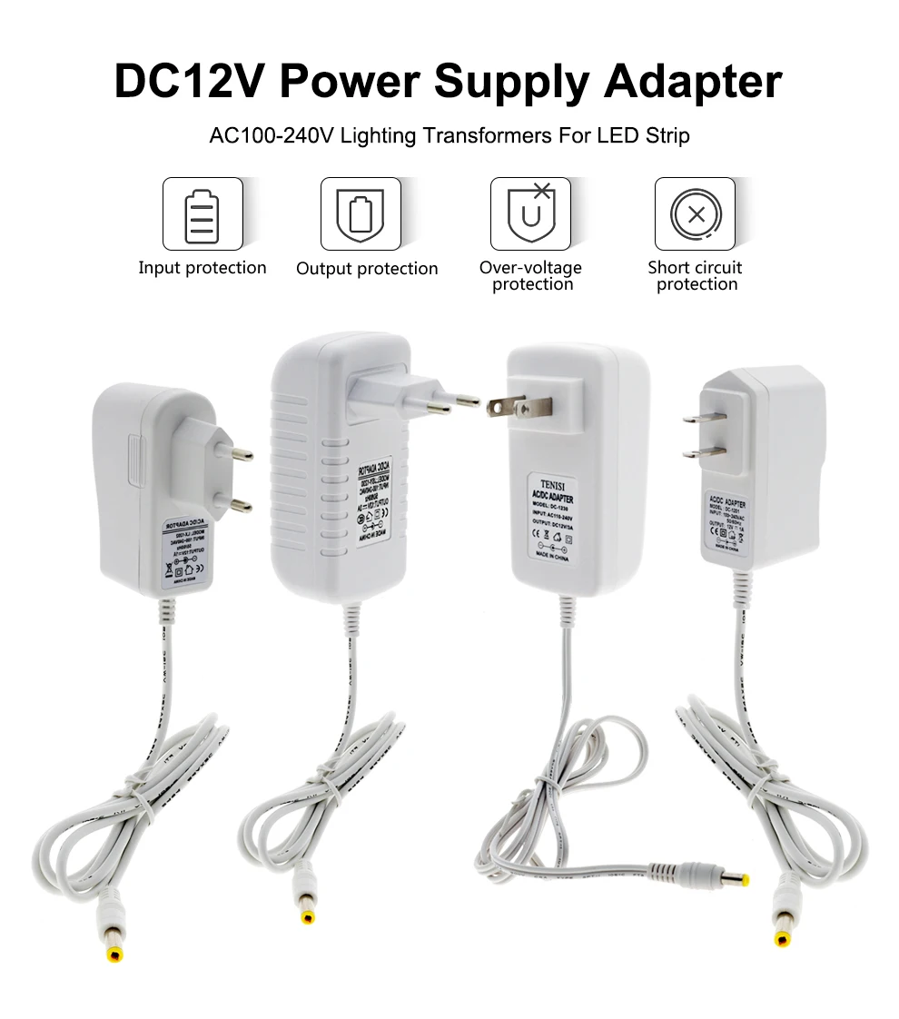12 В адаптер питания белый корпус AC100-240V трансформаторы выход DC12V 1A/3A преобразователь питания для светодиодной ленты