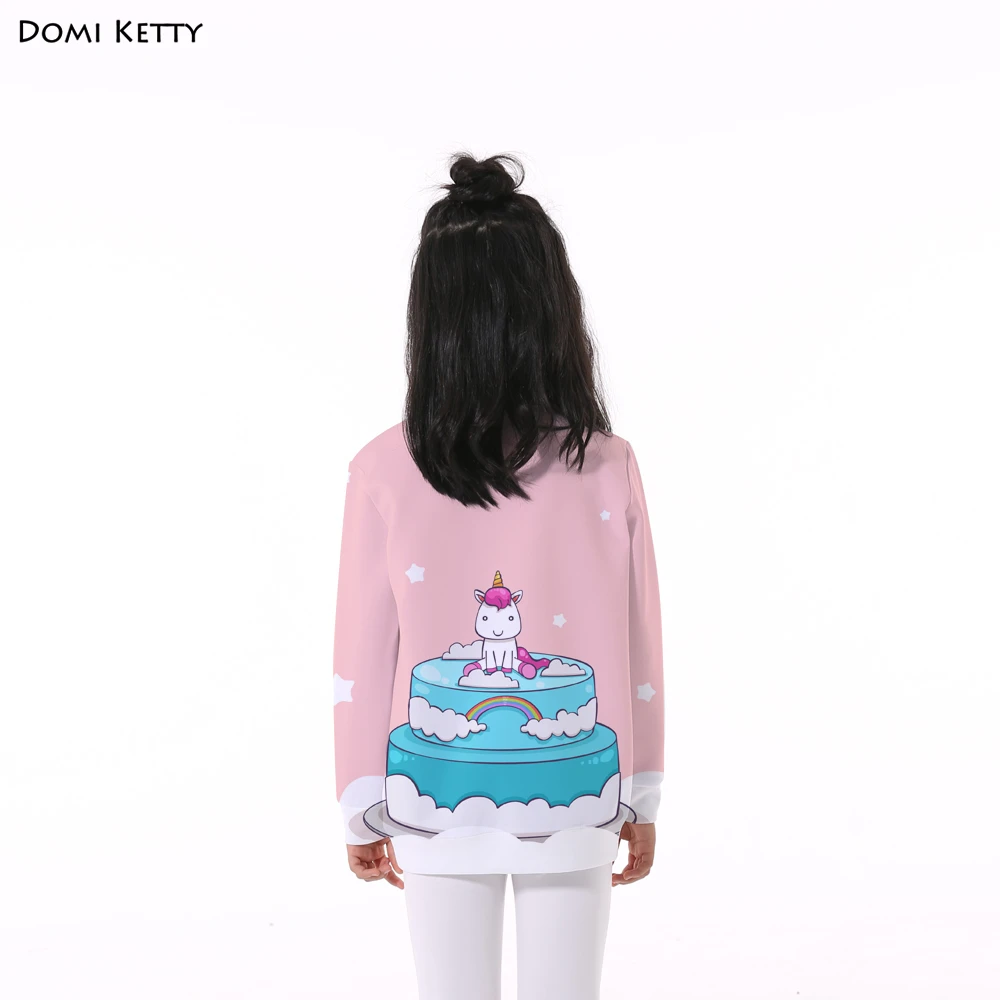 Domi Ketty/толстовки с капюшоном для девочек принтом торта единорога розовые детские