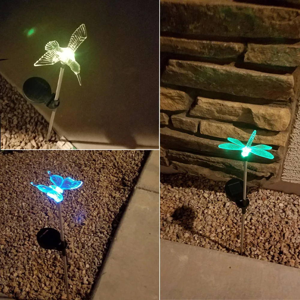 3 шт. в упаковке многоцветная Солнечная лампа прозрачная Колибри бабочка и