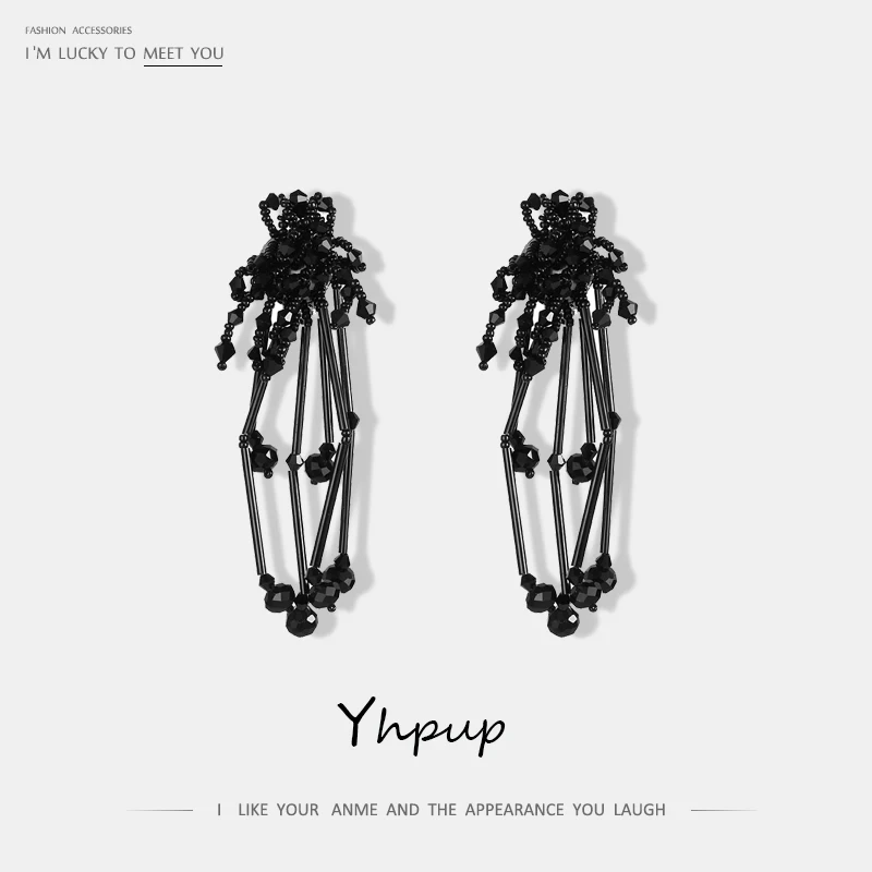Yhpup, изысканные, брендовые, новые, модные, с кристаллами, с кисточками, клипсы, для женщин, массивные, очаровательные, богемные сережки oorbellen Voor Vrouwen