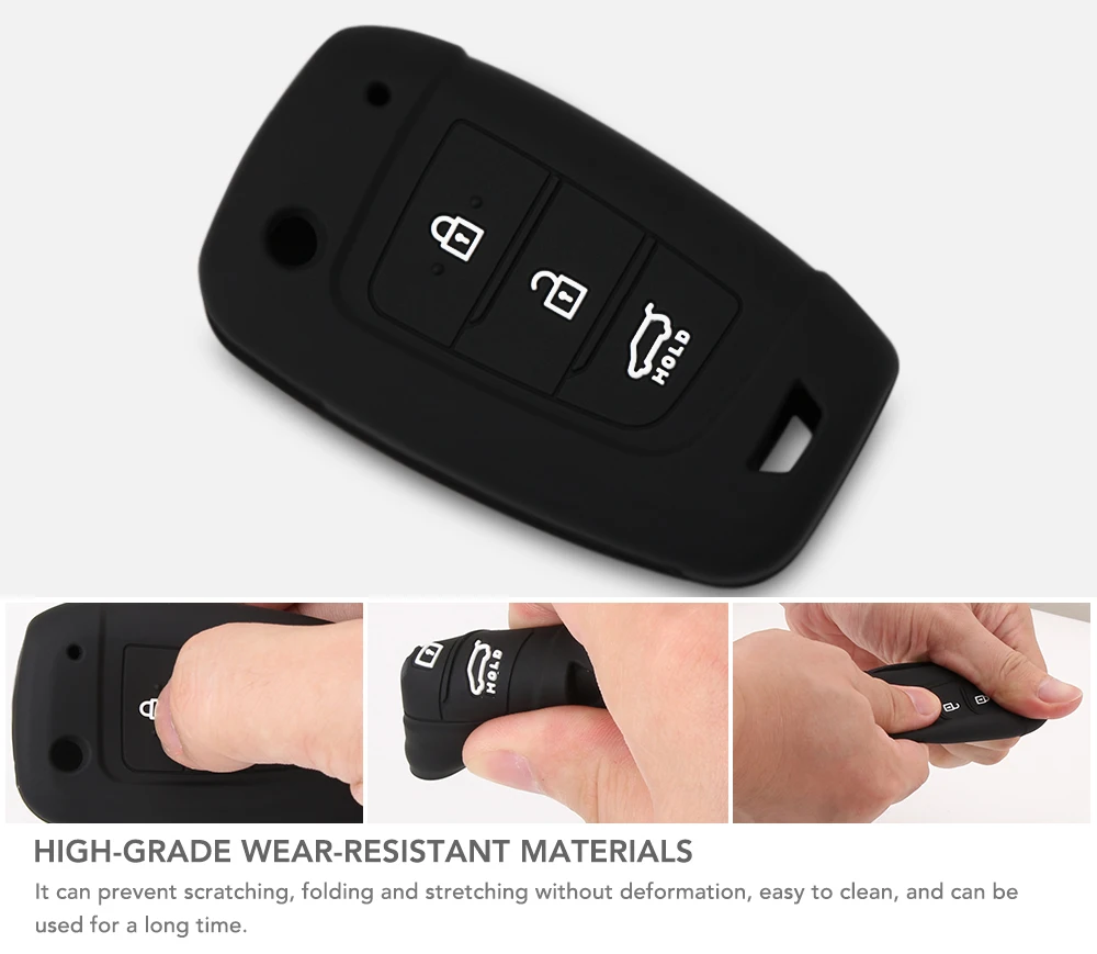 Чехол для автомобильного ключа с 3 кнопками силиконовый чехол складной Elantra Solaris