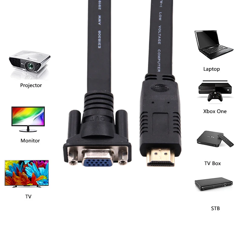 1 шт. Новый адаптер HDMI-совместимый к VGA преобразователь кабеля 1080P