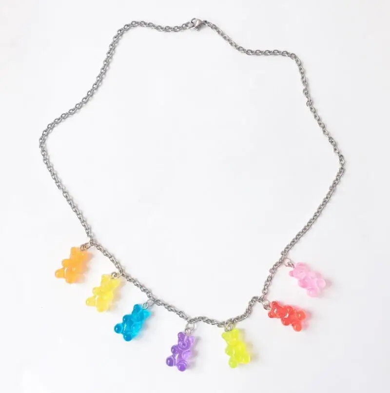 Женское колье ручной работы 7 цветов ожерелье из нержавеющей стали с мультяшным