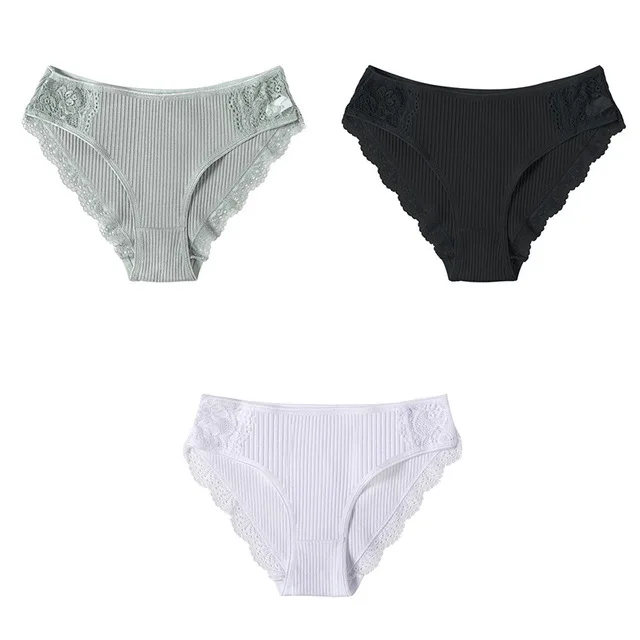 set 4 Cotton 3 шт, хлопковое нижнее белье, женские трусики, набор, удобные трусы, цветочные кружевные трусы для женщин, сексуальные трусики с низкой посадкой, нижнее белье - Цвет: set 4