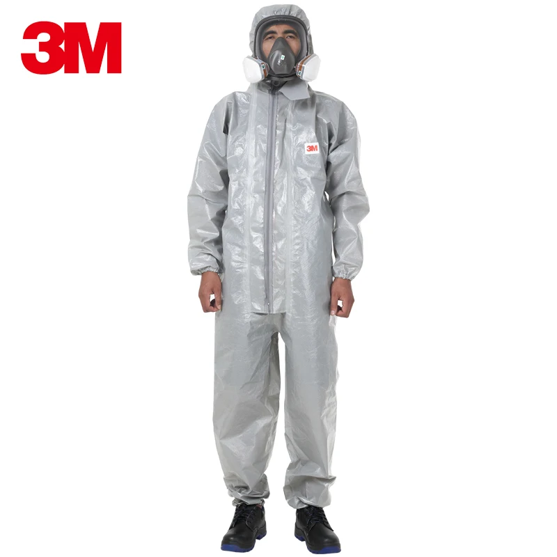 gray 3 м 4570 безопасности Костюмы костюм химической защиты комбинезон серого цвета с капюшоном анти-статические частицы пыли вредных микробов распыления - Цвет: gray