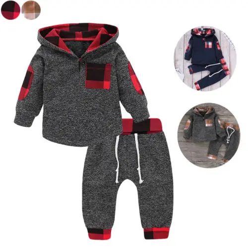 2Pcs Infant Newborn Baby Girl Boy Outfits Hooded Sweat shirt+Long Pants Set Winter Autumn Children Clothes Tracksuit | Детская одежда и