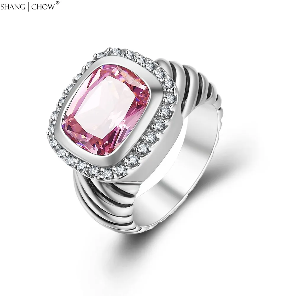 Женское Винтажное кольцо из розового кварца Kunzite стерлингового серебра 925 пробы