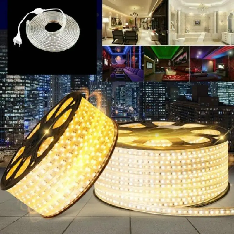 SMD2835 AC220V Светодиодная лента Белая наружная водонепроницаемая светодиодная 220 В 5