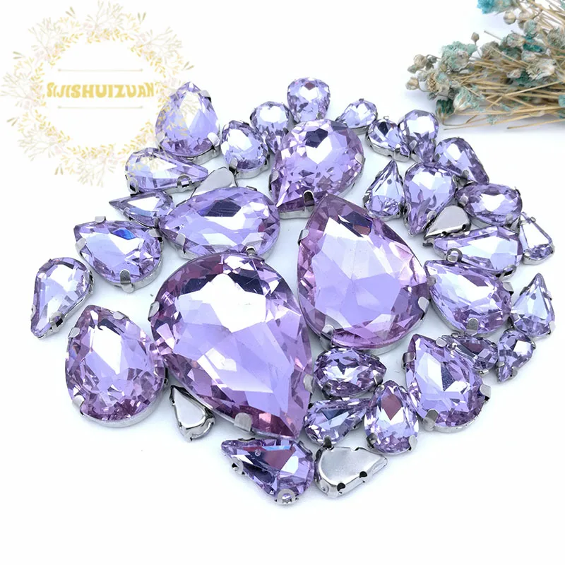 Crystal violet Смешанные капли воды Размер 21 разных цветов Стекло шитье супер качество плоские стеклянные кристаллы стразы, diy/одежда 35 шт 8 Размер - Цвет: Crystal violet