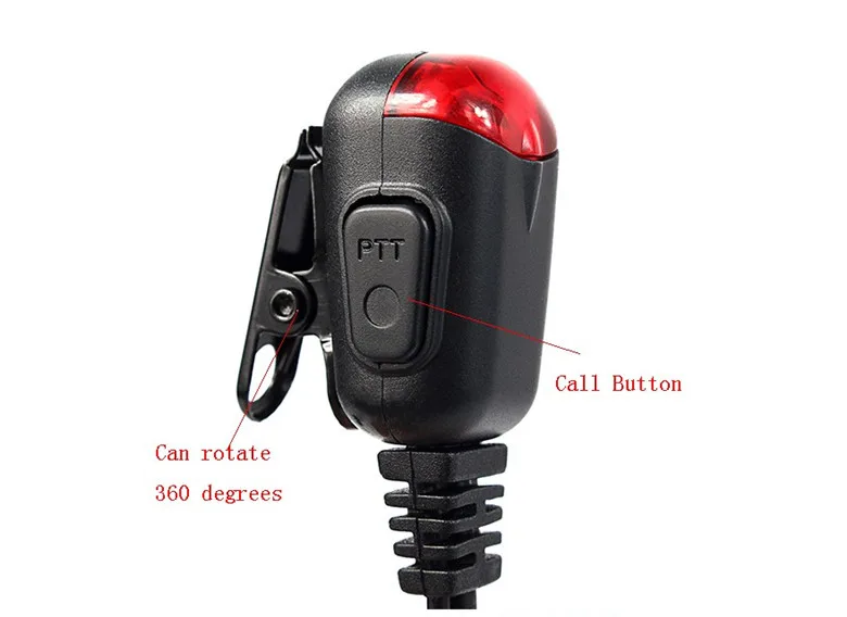 XQF 2 Pin with Lamp Earhook Earpiece Black for KENWOOD TK3207 BAOFENG UV5R TYT WOUXUN PUXING Walkie Talkie Series