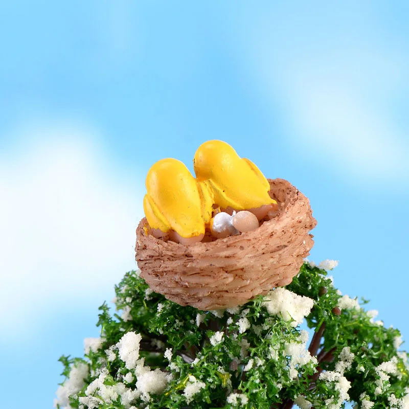 Желтое Птичье гнездо миниатюрное животное сказочное садовое искусство