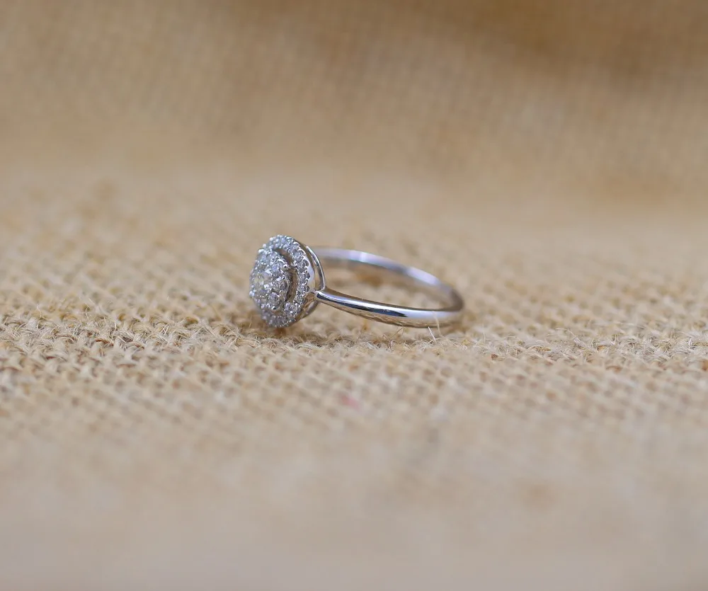 LASAMERO 0. 12CT FG/SI круглое современное кольцо с натуральным бриллиантом Halo для женщин