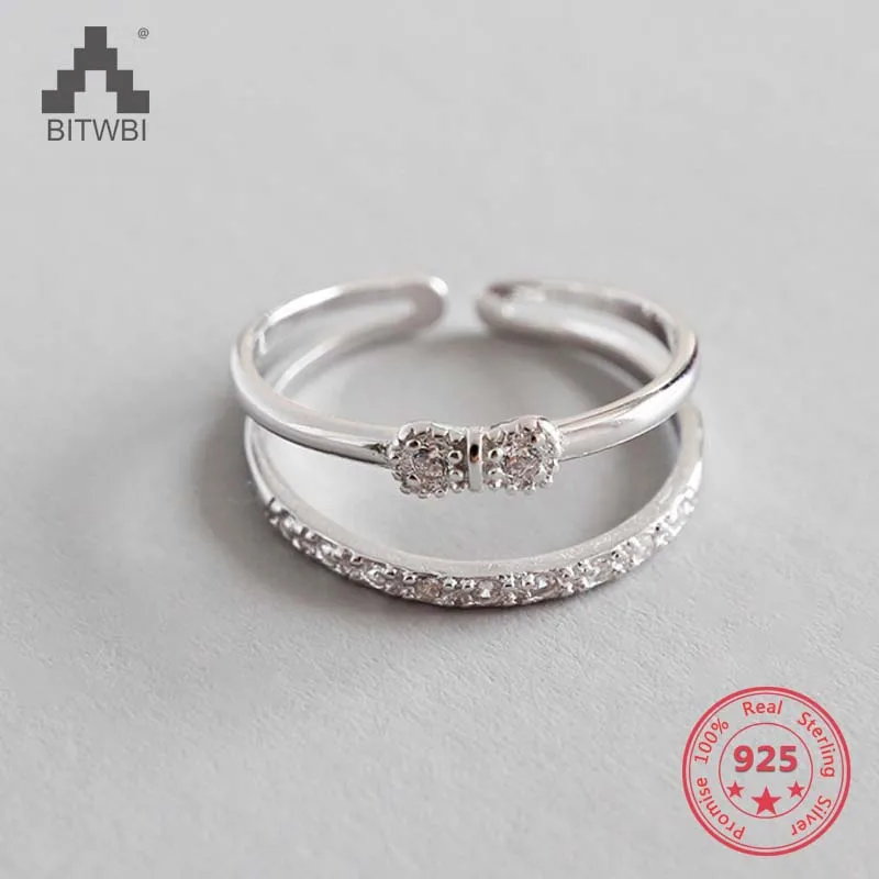 

Luxury Cubic Zircon Bow Design Sterling Silver 925 Rings Finger Fashion CZ Women Jewelry Adjustable