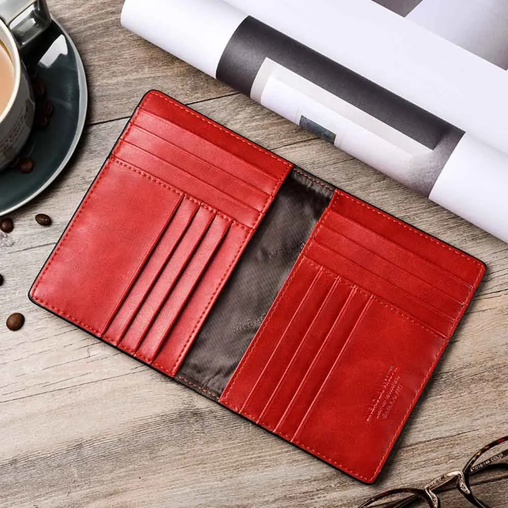 Red2 JINBAOLAI, мужские кошельки, тонкие, натуральная коровья кожа, кошелек для карт, тонкий, Ретро стиль, высокое качество, держатель для карт, мужские кошельки - Цвет: Red2