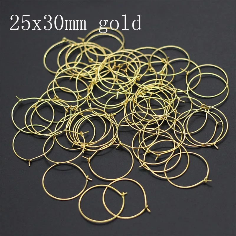 gold 25x30mm 50pcs 50 шт./лот, Золотые круглые проволочные серьги-обручи, 25 мм, 30 мм, гипоаллергенные петли для сережек из нержавеющей стали для изготовления ювелирных изделий своими руками - Окраска металла: gold 25x30mm 50pcs