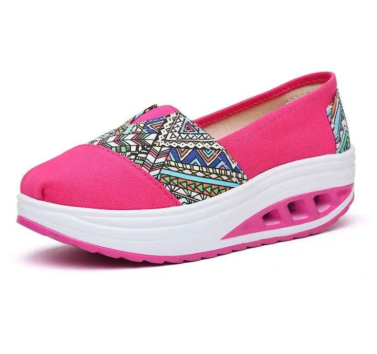 J Повседневные Дышащие парусиновые туфли на танкетке; Chaussure Femme; женская обувь на платформе; женские кроссовки; zapatos mujer - Цвет: J